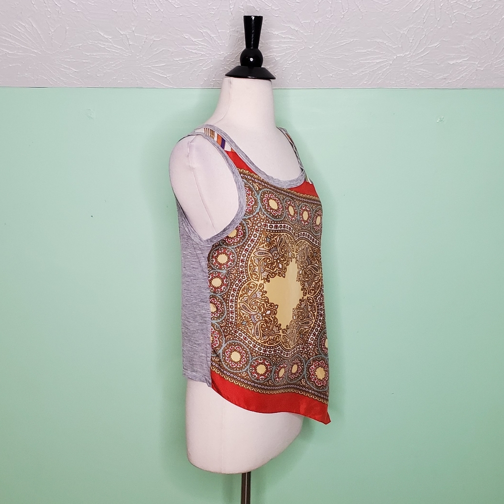 Dolce & Gabbana Silk Hanky Hem Tank Top – Gray Burnout Back – Size M (Estimated) - Picture 4 of 8